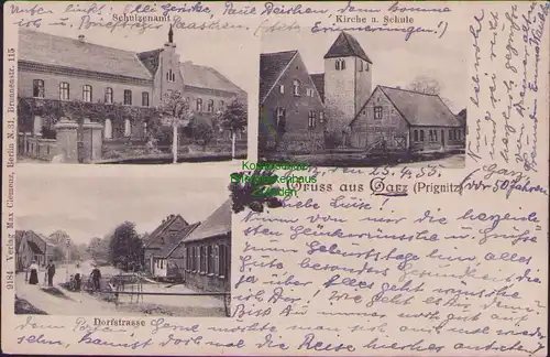157234 AK Garz Prignitz Pritzwalk Ostprignitz u 1900 Schulzenamt Dorfstr. Kirche