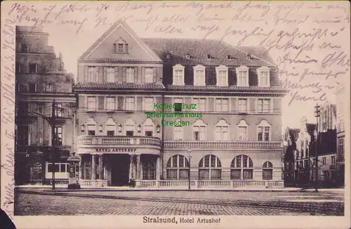 157283 AK Stralsund 1916 Hotel Artushof Feldpost