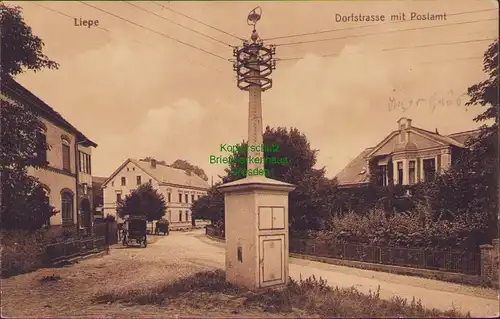 157203 AK Liepe 1918 Dorfstraße mit Postamt Trafohaus Gasthaus Verlag Goldiner