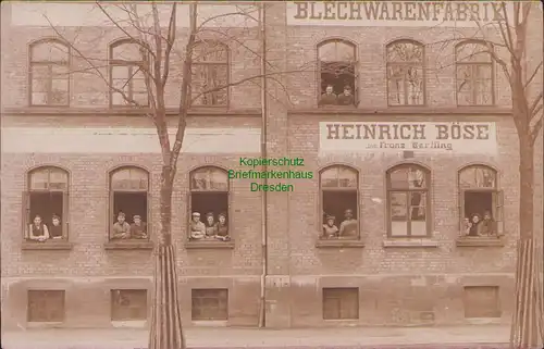157087 AK Quedlinburg Fotokarte um 1910 Blechwarenfabrik Heinrich Böse Bertling