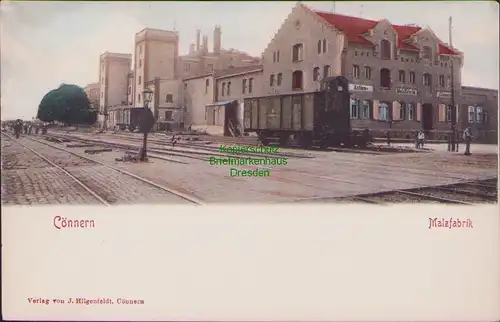 157048 AK Cönnern Könnern Actien  Malzfabrik am Bahnhof um 1900