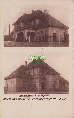 157071 AK Jeber-Bergfrieden Coswig Anhalt 1932 Bahnhof Gaststätte Bahnhofswirt