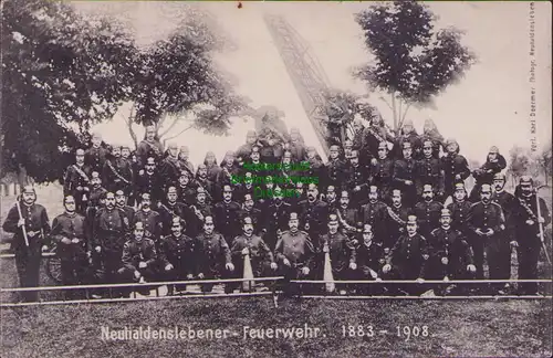 157088 AK Neuhaldenslebenner Feuerwehr 1883 - 1908 Jubiläum 25 Jahre