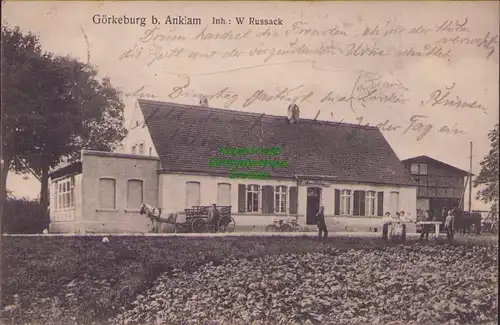 157058 AK Görkeburg bei Anklam Postlow W. Russack 1913 Gasthasu Restauration