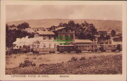 157080 AK Stiege im Harz Bahnhof Gleisseite um 1920