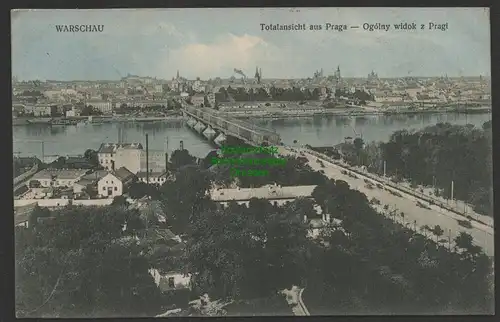 149158 AK Warschau Totalansicht aus Praga Brücke Feldpost 1916 Dt. Soldatenheim