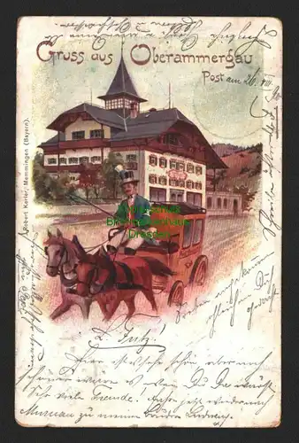 143988 AK Oberammergau Post 1900 Postkutsche