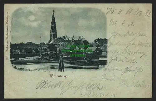 143090 AK Wittenberge Kirche 1899 Mondscheinkarte