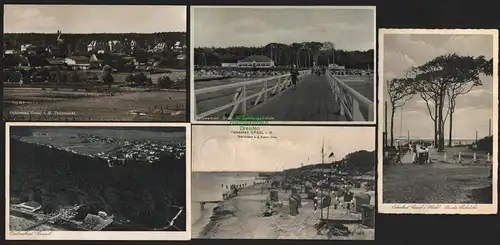 140603 5 AK Ostseebad Graal Landungsbrücke 1938 Fotokarte Windmühle Mole Strand