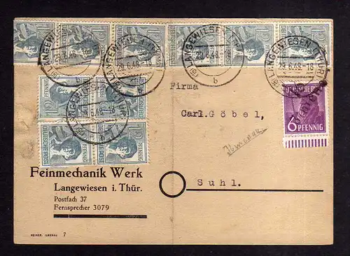 h1631 Handstempel Bezirk 16 Ilmenau + Zehnfach Langewiesen Feinmechanik Werk