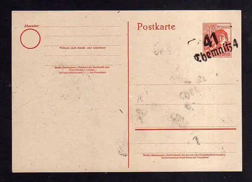 h1667 Handstempel Bezirk 41 Chemnitz 4 Ganzsache AS 30 ungebraucht gepr. Dr. Kal