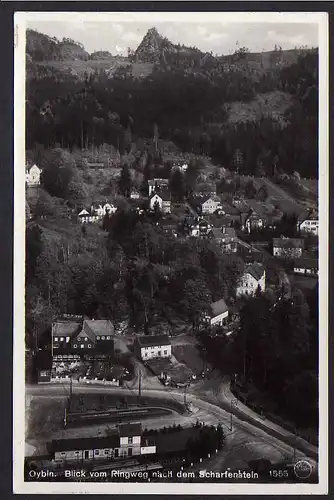 60154 AK Oybin Fotokarte Blick vom Ringweg nach dem Scharfenstein 1931