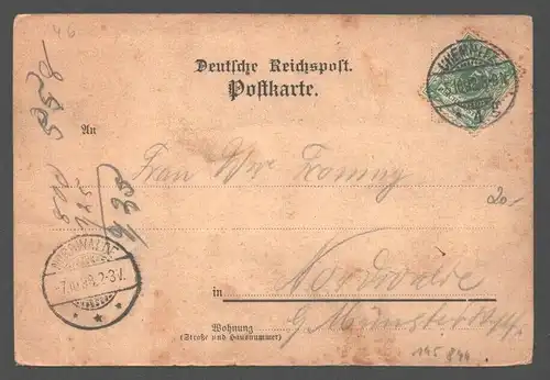 145844 AK Chemnitz Gruss aus den Vereinigt. Neuen Reudnitzer Konzerthallen 1898