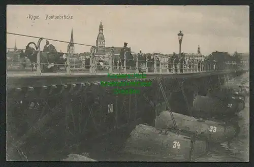 139368 AK Riga Lettland Pontonbrücke 1917 Feldpost Tilsit Tageblatt für Litauen