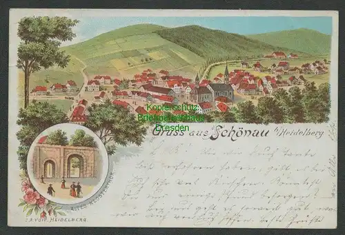 139279 AK Schönau bei Heidelberg Litho Altes Klosterthor 1900