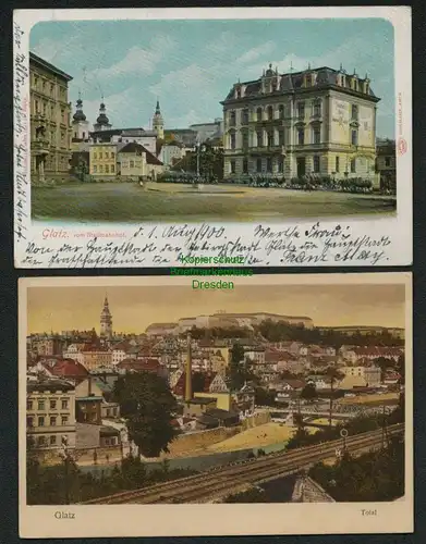 139336 2 AK Glatz Klodzko 1900 vom Stadtbahnhof Panorama  1925
