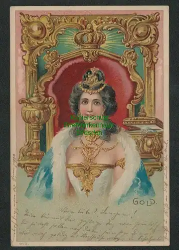 139130 AK Künstlerkarte Frau Gold Goldschmuck Litho 1902
