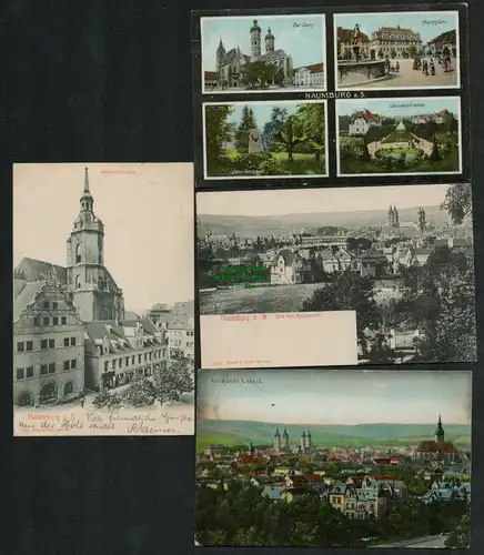 139094 4 AK Naumburg an der Saale 1908 Panorama Dom Markt Louisenstrasse Kirche