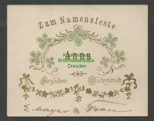 139225 Glückwunschkärtchen " Zum Namensfeste " Anna um 1900 11,3 x 9,0 cm