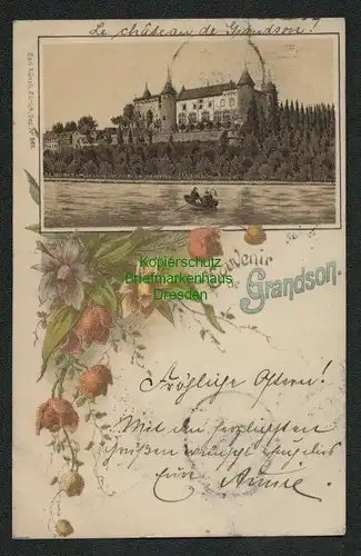 139199 AK Grandson Waadt le chateau Litho 1897 nach München