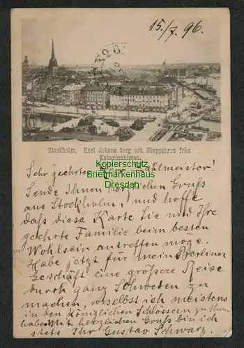 139187 AK Stockholm Karl Johans torg och Skeppsbron fran Katarinahissen 1896 na
