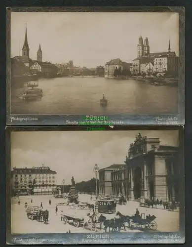 139389 2 Fotokarte Zürich Bahnhofs Platz Hotel Habis Panorama von der Quaibrücke