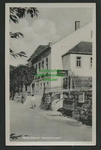 139376 AK Gasthof Prossen Sächs. Schweiz Bäckerei Kolonialwaren 1954