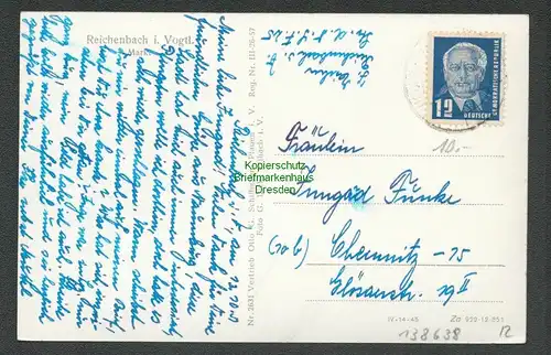 138638 AK Reichenbach V. Markt 1951 Fotokarte