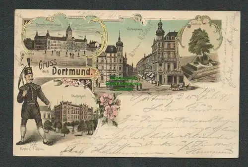 138616 AK Dortmund Litho 1898 Oberpostdirektion Westenhellweg Vehmlinde