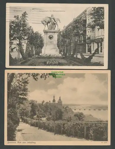 138532 2 AK Grudziadz Graudenz Weichselbrücken 1942 Getreidemarkt 1915