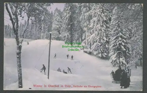 138570 AK Winter in Oberhof in Thür. Skiläufer Übungsplatz 1918