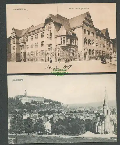 138568 2 AK Rudolstadt Neues Justizgebäude 1907 Panorama 1908