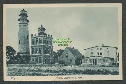 138641 AK Insel Rügen Arkona Leuchtturm und Hotel 1925