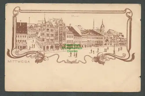 138674 AK Mittweida Markt Jugendstil  1915