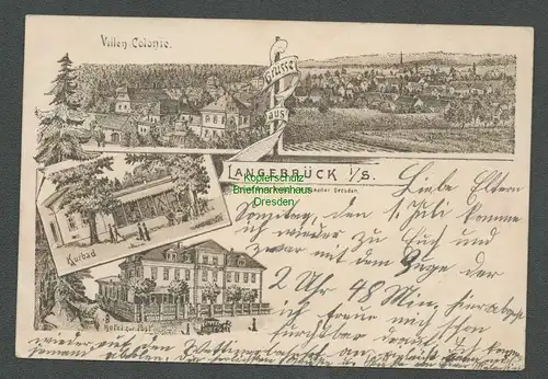 138685 AK Langebrück 1899 Litho Hotel zur Post altes Kurbad Villen Colonie