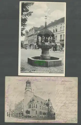 138792 2 AK Aschersleben 1905 Hennebrunnen am Rathaus 1935