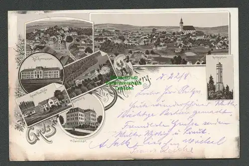 138560 AK Schneeberg Litho 1899 Gymnasium Gewerbeschule Keilbergturm Gleesberg