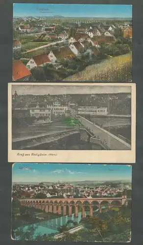 138732 3 AK Bietigheim Gesamtansicht 1923 Hotel Post 1916 Brücke Viadukt 1919