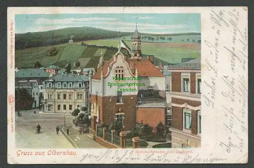 138954 AK Olbernhau Bahnhofstr. mit Postamt 1901