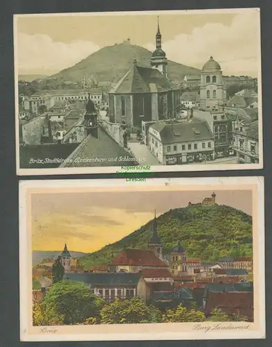 138754 AK Most Brüx Burg Landeswart 1928 Stadtkirche Glockenturm Schlossberg