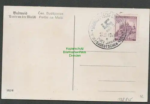 138815 AK Budweis Ceské Budejovice 1941 Partie an d. Malsch Malsi SST Zwei Jahre