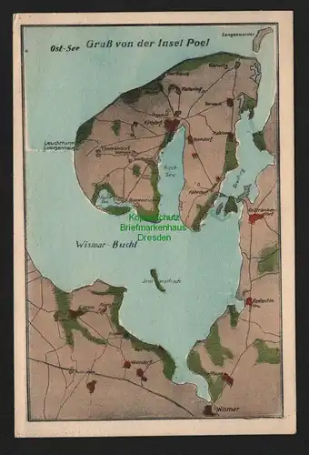 138101 Landkarten AK Insel Poel Fährdorf Niendorf Timmendorf um 1920 Walfisch