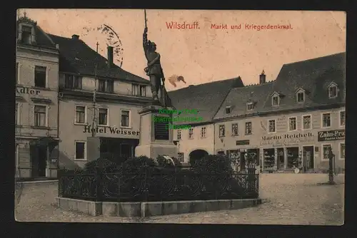 138186 AK Wilsdruff 1912 Markt Kriegerdenkmal Hotel Weisser Adler Verlag