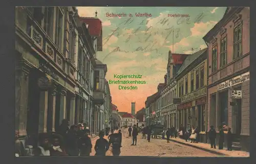 138414 AK Skwierzyna Schwerin an der Warthe 1911 Poststrasse Hüte Pelzwaren