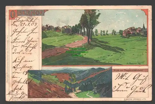 138381 AK Oberhof Künstlerkarte Blick vom Großvaterstuhl 1908