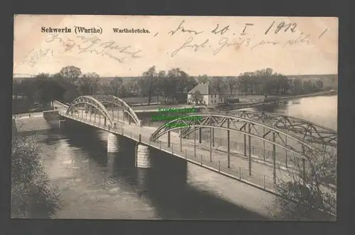 138412 AK Skwierzyna Schwerin an der Warthe 1912 Warthebrücke Bahnpost