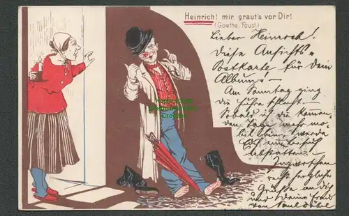 138513 AK Künstlerkarte Heinrich mir graut´s vor Dir ! Goethe Faust 1899