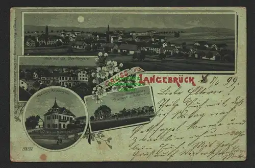 138283 AK Langebrück Mondscheinlitho 1899 Villa Hildebrandt Hennigs Restauration