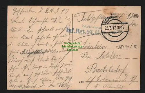 138034 AK Lens Frankreich 1917 Feldpost Hauptstraße