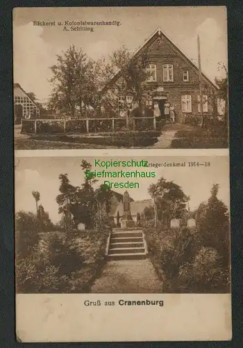 137904 AK Kranenburg Oste Cranenburg 1928 Bäckerei Schilling Kriegerdenkmal